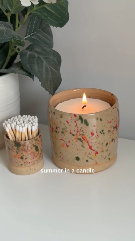 Lit Tomato Pott, caption reads summer in a candle